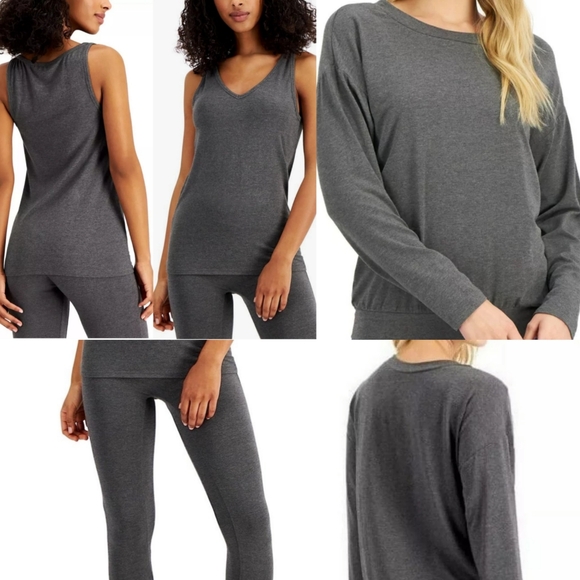 Alfani 3 piece ultra soft modal leggings top/tank lounge set. Heather Grey NWT - Picture 2 of 11